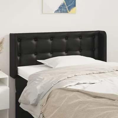Produktbild von The Living Store Kopfteil mit Ohren Schwarz 93x16x78/88 cm Kunstleder