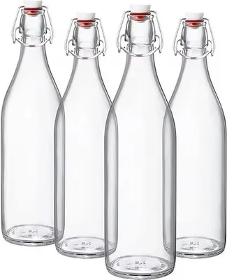 Produktbild von 4 x 2L Flasche mit Bügelverschlüss Glasballon Weinflasche Gallone Milchflasche