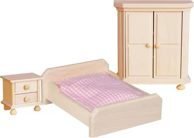 Produktbild von Möbelset für Puppenhaus, Schlafzimmer Rustikal