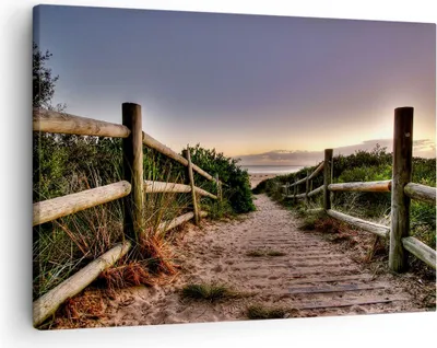 Produktbild von Bild auf Leinwand - Leinwandbild - Pfad Landschaft Himmel - 70x50cm - Wand Bild - Wanddeko - Leinwanddruck - Bilder - Kunstdruck - Wanddekoration - Leinwand bilder - Wandkunst - AA70x50-0143