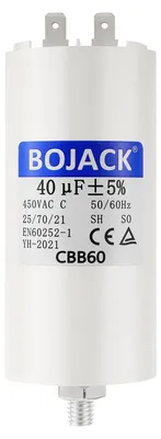 Obrázok produktu pre Motorový kondenzátor 40 µF, 450 V; štartovací kondenzátor, rozmer 45 x 90 mm