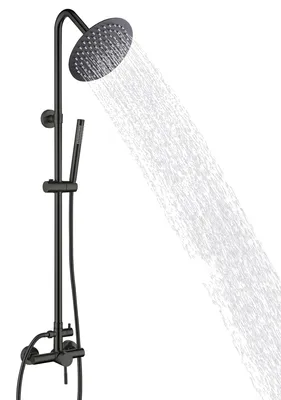 Doucheset mit 20 cm Regendusche und Handbrause, Mattschwarz