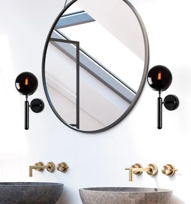 Produktbild von Opviq, Moderne Wandlampe aus Metall, Schwarz, 15 x 20 x 40 cm | Glasabdeckung, E14 Fassung, max. 40 W, IP20 | Stilvolles, industrielles Design für jeden Raum.