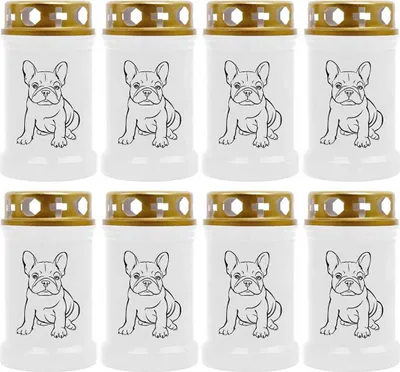 Image de Bougie funéraire - Pack de 8 - Blanc 40h ( couvercle or ) - Bulldog
