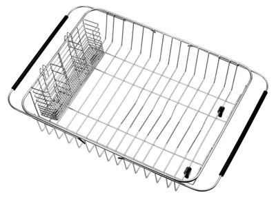 Produktbild von Erweiterbarer Abtropfständer aus 304 Edelstahl mit Besteckhalter, rostfrei