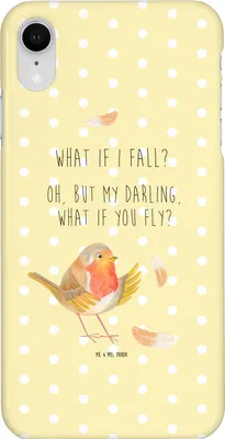 Produktbild von Mr. & Mrs. Panda Iphone XR Handyhülle Rotkehlchen Federn - Gelb Pastell - Geschenk, Vogel, fliegen, Spruch Motivation, Mut, Sprüche, Lustige, Premium Kunststoff