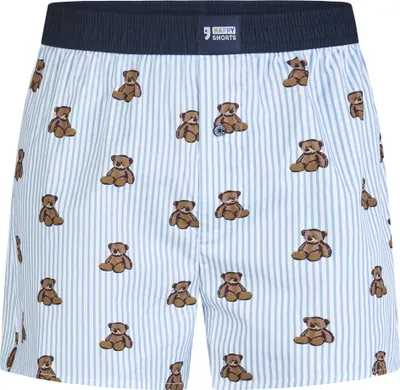 Immagine prodotto di Happy Shorts Boxer da uomo - Stile americano, cotone, fantasia Bear on Stripes S