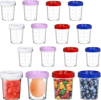 Produktbild von 16 Stück Frischhaltedosen mit Deckel Klein 120ML Dosen mit Messskala Vorratsbehälter Kleine Dosen mit Deckel Plastik Auslaufsicher Mini Vorratsbehälter für Mikrowellen Gefrierfachgeeignet