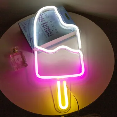 Obrázok produktu pre USB zmrzlina LED neónové nástenné svetlo, neónový nápis nočné svetlá neónový nápis neónové svetlo neónový nápis pre party bar herné spálňa izba nástenná dekorácia, deti narodeniny
