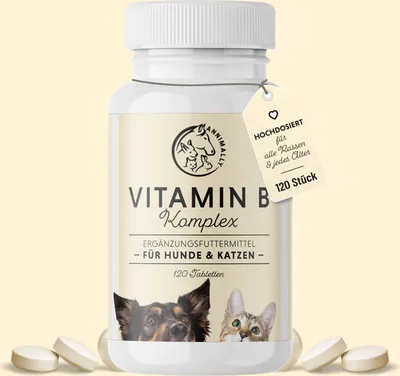 Produktbild von Vitamin B Komplex für Hunde, Welpen & Katzen 120 Tabletten - Stärkung des Nervensystems & Nervenregeneration - Vitamin B