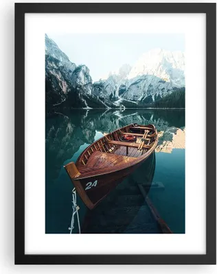 Produktbild von Gerahmtes Poster - Schwarzer Rahmen - Boot Tal Berge - 30x40 cm - Wand Bild - Wanddeko - Wandbilder - Kunstposter - Wandposter - Bilderrahmen - Bilder - Kunstdruck - Wanddekoration - P2BPA30x40-5154