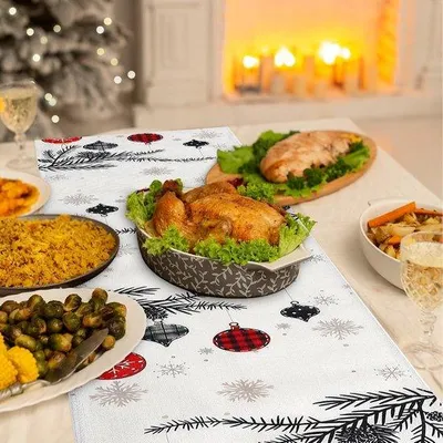 Produktbild von Tischläufer Weihnachten, Tischdekoration, Mode, Schneemann, Weihnachts-Tischläufer, rot, Schneeflocken-Tischläufer, Winter, Küchendekoration, Weihnachts-Tischdecke, Läufer für den Winter, Weihnachten (33 x 180 cm)