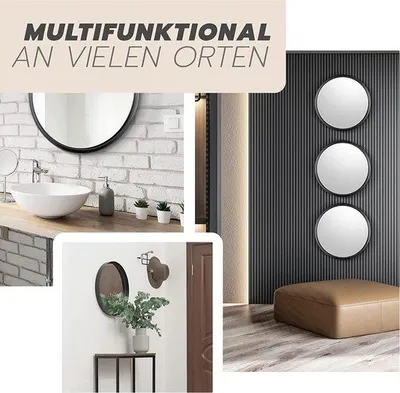 Produktbild von Famanu runder Spiegel modernes Design - schwarz, 40 cm Durchmesser