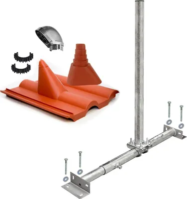 Produktbild von PremiumX X100-48F Dachsparrenhalter Frankfurter Ziegel SAT Kappe Set rot