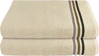 Produktbild von Schiesser Frottier Duschtuch Skyline Color im 2er Set | 100% Baumwolle aus nachhaltiger Produktion | saugstark, weich, farbecht | 70x140cm | Sand