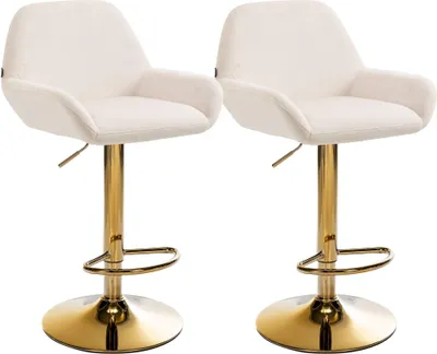 Produktbild von CLP Barhocker Braga Samtbezug mit Goldgestell, höhenverstellbar und 360° drehbar creme