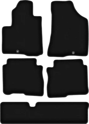 Image de Tapis de sol velours sur-mesure pour Hyundai SantaFe II (2006-2012, 7 personnes) noir, jeu 5 pièces, fixations