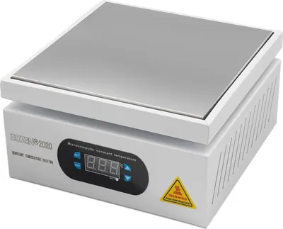 Obrázek produktu pro Digitální topná deska – stanice pro předehřívání desek plošných spojů – 700 W – topná plocha 20 × 20 cm – regulace teploty – pro pájení a smršťovací fólii