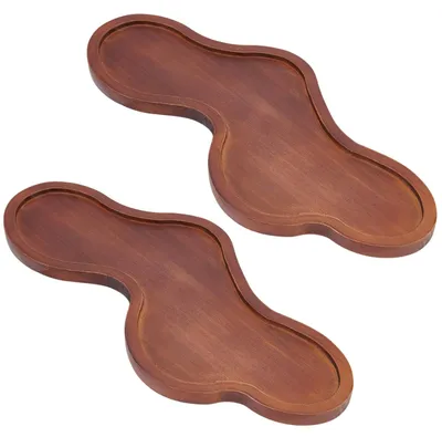 2er-Set Holz-Wolken-Dekoschale, 40x17,5x3,8 cm, natur