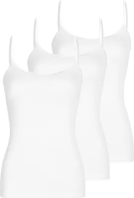 Produktbild von Nina von C. 3er Pack Daily Spaghetti Top Natürliche und strapazierfähige Baumwolle, Abschlüsse und Träger aus Feinsatin, Ohne Seitennähte