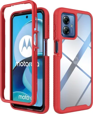 Obrázek produktu pro Moto G14 Case, Hybridní průhledné zadní nárazníkové pouzdro TPU pro Motorola Moto G14 Red