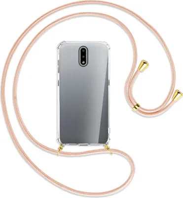 Produktbild von Handykette Backcover-Schutzhülle mit Band (Metall goldfarben) für Nokia 2.3 - rose peach