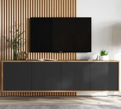 Zdjęcie produktu dla Szafka RTV NILA 4 150 dąb wotan/czarna mat