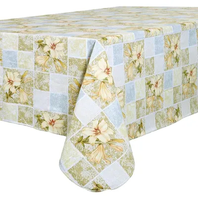Produktbild von Tischdecke abwaschbar rechteckig 152x213 cm PVC floral mit Flanellrücken