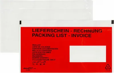 Produktbild von 1000x DOCUFIX Dokumententaschen *Lieferschein/Rechnung*Schweiz 245x125+20mm