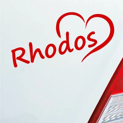 Produktbild von Auto Aufkleber Rhodos Herz Stadt Insel Island Liebe Love 16,5x8 cm Rot Sticker Heckscheibenaufkleber