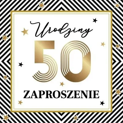 Zdjęcie produktu dla Zaproszenia urodzinowe ze złoceniami i tłoczeniami 10 sztuk