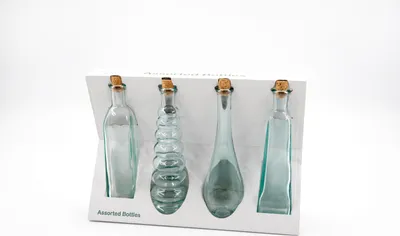 Produktbild von Glasflasche mit Korken 4 Modelle Glas klar Ø5cm H18cm Dekoflasche Flasche Deko