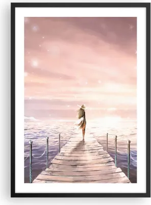 Produktbild von Gerahmtes Poster - Schwarzer Rahmen - Brücke Frau die Sterne - 50x70 cm - Wand Bild - Wanddeko - Wandbilder - Kunstposter - Wandposter - Bilderrahmen - Bilder - Kunstdruck - Wandbild - P2BPA50x70-4350