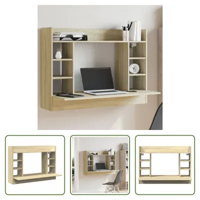 Zdjęcie produktu dla Biurko przyścienne The Living Store dąb sonoma 105x48x75 cm materiał drewnopochodny