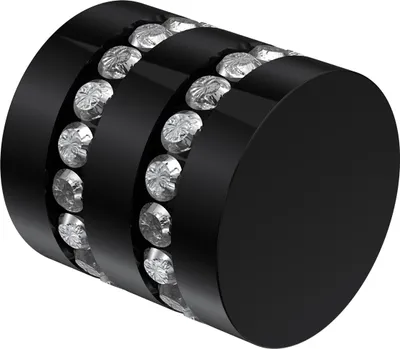 Produktbild von Interdeco Endstücke / Zierabschlüsse für Gardinenstangen mit 20 mm Ø Schwarz, Typ Estana (Glitzerkappe), Pack. 2 Stück