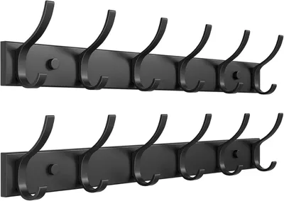 Produktbild von 2 Pack Garderobenleiste Wand mit 6 Haken Schwarz Mantelhaken