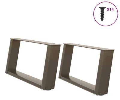 Image de Pieds de table basse en U, 2 pièces, acier naturel, 70 x (30-31) cm