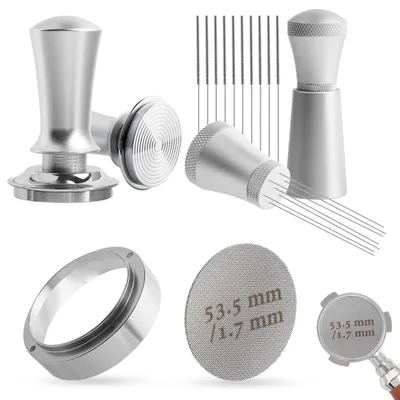 Espresso-Tamper-Set 54 mm mit WDT-Werkzeug, Dosiertrichter, Puck Screen