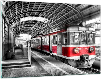 Produktbild von Bilder auf glas - Bahn Bahnhof Zug Transport - 120x80cm - Glasbilder - Wandbilder - Kunstdruck - zum Aufhängen bereit - Wanddekoration aus Glas - Glas Bilder - Wandbild auf Glas - GAA120x80-2558
