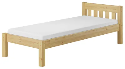Produktbild von Einzelbett Massivholz Kiefer natur 90x200 Futon Bettrahmen Singlebett Zubehör wählbar V-60.38-09Federleisten und Matratze