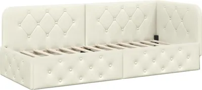 Image de vidaXL Cadre de lit d'angle crème 80 x 200 cm Velours