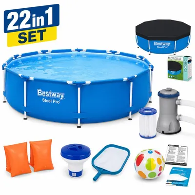 Produktbild von Bestway Steel Pro Pool 305x76 cm – Komplettset mit Zubehör 22in1