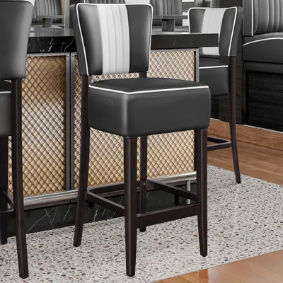Produktbild von 2er-Set AMERICAN 2 | Diner Barhocker | Schwarz | Leder | American Barhocker, American Diner Barhocker
