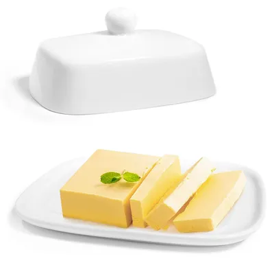Image de Boîte à beurre en céramique avec couvercle, pour 250g de beurre, de couleur blanche