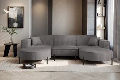 Produktbild von Wohnlandschaft U-Form Sofa VALENCIA in Stoff Scala Grau