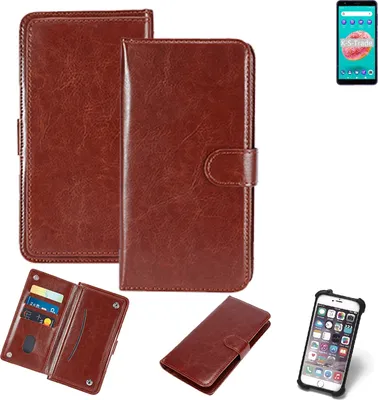 Produktbild von K-S-Trade 360° Hülle kompatibel mit ZTE Blade A3Y braun Kunstleder Case BookCase WalletCase Kunstlederederhülle Handyhülle, Rundumschutz Bumper
