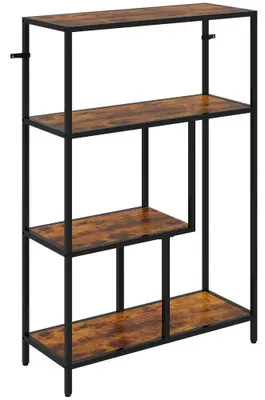 Zdjęcie produktu dla Półka metalowa stojąca - 4-poziomowa - Wolnostojąca półka do przechowywania - Styl industrialny - 77x30x116 cm