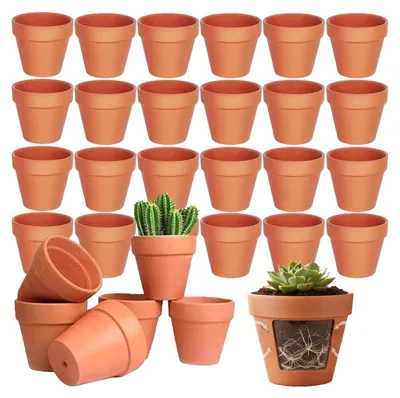 Zdjęcie produktu dla Zestaw 24 małych doniczek ceramicznych z otworami drenażowymi