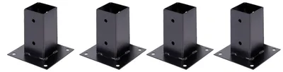 Produktbild von Alberts 4 x Aufschraubhülse für Vierkantholzpfosten, 71x71 mm, verzinkt, schwarz kunststoffbeschichtet, Topfhöhe 150 mm