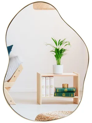 Productafbeelding van FANTASK Asymmetrische wandspiegel, onregelmatige hangspiegel met gouden frame